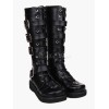 ロリータブーツ　ブラック　PU　丸いつま先　ウェッジソール　ミッドカーフ(筒丈15～34cm)
