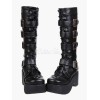 ゴシック　ブラック　ロリィタブーツ　プラットフォーム　丸いつま先