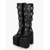 ロリィタブーツ　ゴシック　ブラック　ハイプラットフォーム　丸いつま先　スカイハイヒール