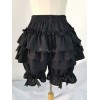 クラシックロリータショーツフリルレースボウブラックコットンロリータボトム