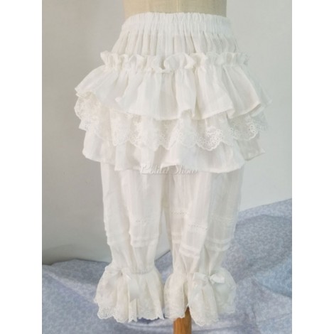 クラシックロリータショーツレースフリルホワイトコットンロリータボトムス