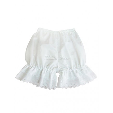 ロリィタパンツ　ホワイト　レース　カジュアル　スウィート　コットン　無地