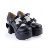 ロリィタフットウェア　ブラック　チャンキーヒール　丸いつま先　PU