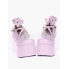 ロリータ靴，ピンク　ラウンドトゥ　スカイハイヒール　おでこヒール　アンクルストラップ　コスプレ
