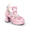 ロリィタシューズ　スウィート　チャンキーヒール　靴　リボン　丸いつま先　ラウンドトゥ