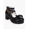 ロリィタシューズ　ブラック　チャンキーヒール　アンクルストラップ　プラットフォーム