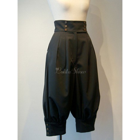 ゴシックロリータパンツグロメットブラッククロップドロリータパンツ