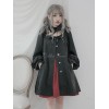 クラシックロリータコートファンタジーフリルボタンアップブラックロリータオーバーコート