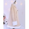 ロリィタアウターウェア　コート　カーキ　毛織物　お茶会　スウィート　長袖　フード付き　2カラーブロック
