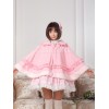 ロリィタケープ　無地　ピンク　スウィート　フリル　フランネル　カジュアル