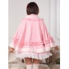ロリィタケープ　無地　ピンク　スウィート　フリル　フランネル　カジュアル