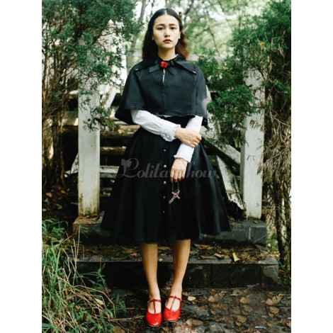 ロリータコート　ロリィタアウターウェア　セーラー風　ケープ　ダークネイビー　長袖　お茶会　入学式　卒業式