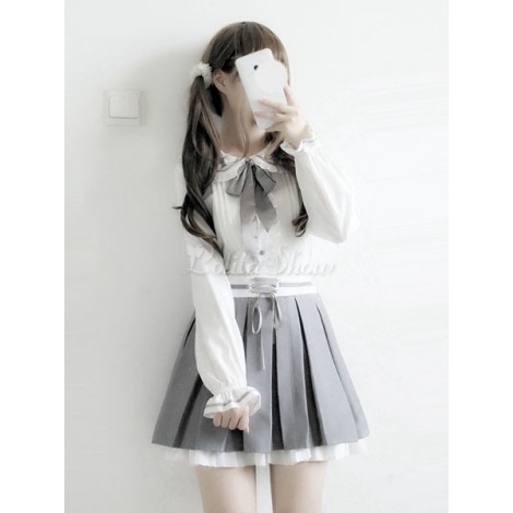 プリーツスカート付きクラシックロリータ服フリルロリータブラウス