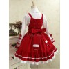 ロココロリータJSKジャンパースカート　2020　ケープカラー　フリル　Aライン　ワイン赤ロリータドレス　リボン　ロングスリーブ　アイドル衣装