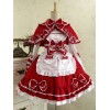 ロココロリータJSKジャンパースカート　2020　ケープカラー　フリル　Aライン　ワイン赤ロリータドレス　リボン　ロングスリーブ　アイドル衣装