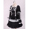 ロリータセパレート，ブラック　ロングスリーブ　スィート　コットン　リボン