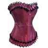 オーバーバストコルセット，パープル　マットサテン　レースアップ　レディースビスチェ