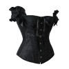 オーバーバストコルセット，ブラック　スィート　レースアップ　レディースビスチェ　サテン