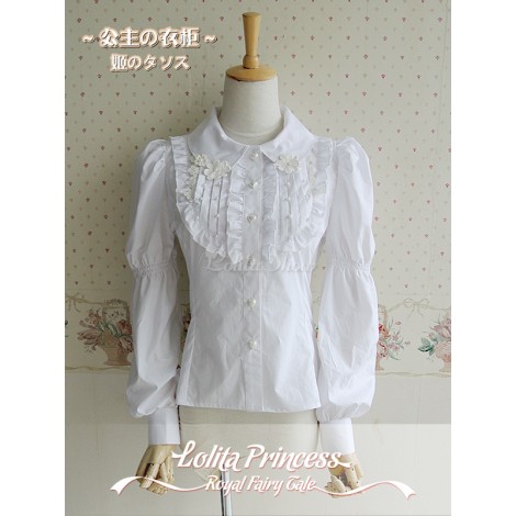 ロリータ服　ブラウス　トップス　ホワイト　コットン１００％　カジュアル