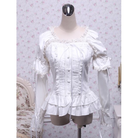 ゴスロリ　ロリィタブラウス　ロリータトップス　シャツ　クラシック　ゴシック　パンク　クラロリ　甘ロリ　デート　お茶会　入学式　卒業式