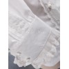 ロリィタブラウス　長袖　レーストリム　スタンドカラー　コットン　ホワイト