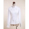 ロリィタブラウス　ロリータ服　トップス　シャツ　ゴスロリ　甘ロリ　クラロリ　ゴシック　スウィート　クラシック　長袖　スタンドカラー　レーストリム　コットンお茶会　デート　入学式　卒業式　イベント
