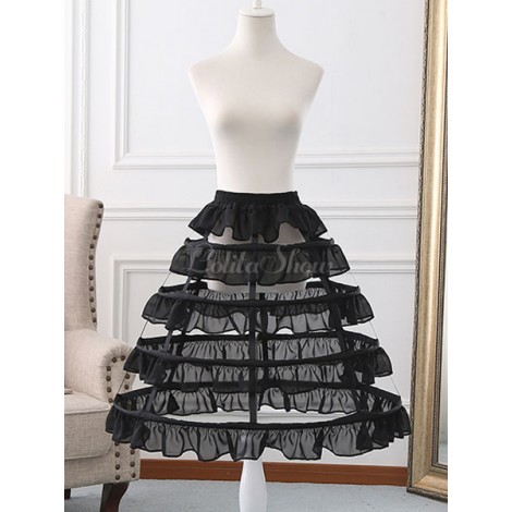 シフォンロリータペチコートフリルCrinoline調節可能な黒ロリータアンダースカート
