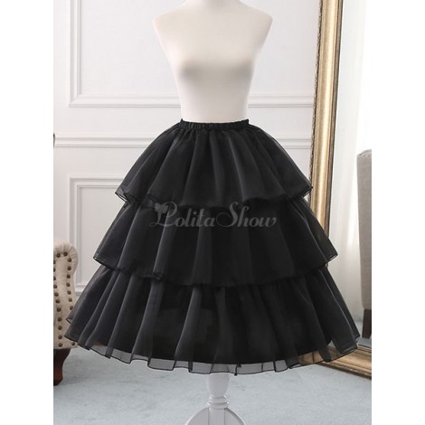シフォンロリータペチコートフリル3層調整可能ロリータアンダースカート
