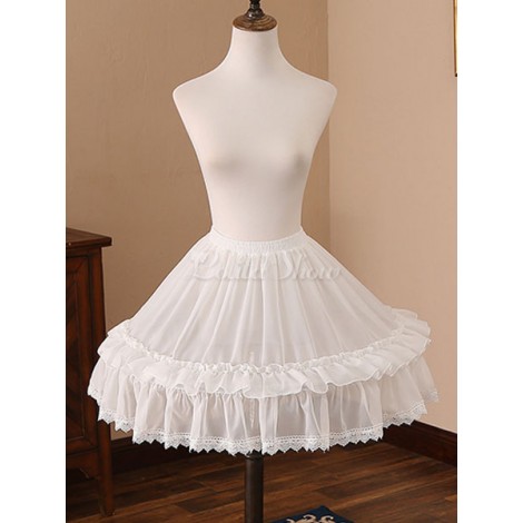 シフォンロリータペチコートラックフリルホワイトロリータアンダースカート