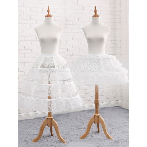 チュールロリータペチコートレースフリル3層クリノリンホワイトロリータアンダースカート