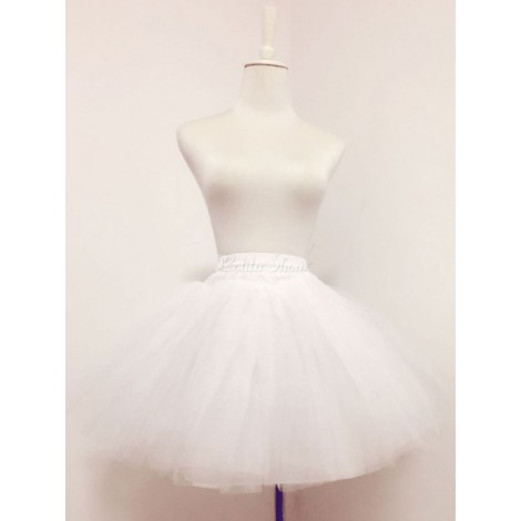 ロリィタペチコート　ホワイト　カジュアル　スウィート　チュール　無地