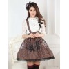 ロリータ服　スカート　ブラウン　スィート　プリント柄　レース