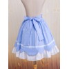 ロリータスカート，ブルー＆ホワイト　リボン　ラッフル　スィート　コットン