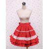 ロリータスカート　甘ロリ　ロリィタ　レッド　水玉模様　レース　スィート　コットン　ティアド　お茶会　イベント　デート　入学式　卒業式