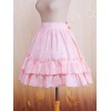 ロリータスカート，ピンク　ラッフル　リボン　ティアド　スィート　コットン