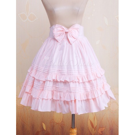 ロリータスカート，ピンク　ラッフル　リボン　スィート　コットン