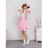 ロリータジャンパースカート，ピンク　ティアド　リボン　スィート　コットン