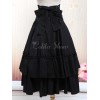 ゴシックロリータワンピースSK　ブラック　レースアップ　フリル　蝶タイ　レット　コットンロリータスカート　アイドル衣装