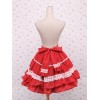 ロリータスカート　甘ロリ　ロリィタ　レッド　水玉模様　レース　スィート　コットン　ティアド　お茶会　イベント　デート　入学式　卒業式