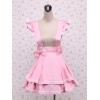 ロリータジャンパースカート，ピンク　ティアド　リボン　スィート　コットン