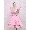 ロリータジャンパースカート，ピンク　ティアド　リボン　スィート　コットン