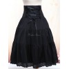 ゴスロリ　ピュアブラックコットンロリータロングスカート　ハイウェスト　フリル　トリム　アイドル衣装