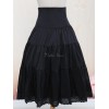 ゴスロリ　ピュアブラックコットンロリータロングスカート　ハイウェスト　フリル　トリム　アイドル衣装
