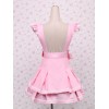 ロリータジャンパースカート，ピンク　ティアド　リボン　スィート　コットン
