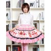 ピンクのロリータ ドレス甘いカップケーキ プリント ロリータ スカート フリル トリム