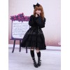 コットンブラックゴスロリOPドレス　長袖　レース　トリムアイドル衣装