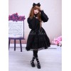 コットンブラックゴスロリOPドレス　長袖　レース　トリムアイドル衣装