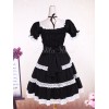 ゴスロリ　コットン　ブラック　レース　リボン　ロリータワンピース　半袖　ゴシック　アイドル衣装