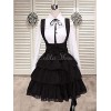ゴスロリ　ブラック　コットンストラップ　ロリータサロペットスカート　レイヤー　レットフリル　アイドル衣装