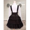 ゴスロリ　ブラック　コットンストラップ　ロリータサロペットスカート　レイヤー　レットフリル　アイドル衣装